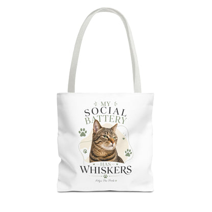 My Social Battery Has Whiskers Cat Tote Bag