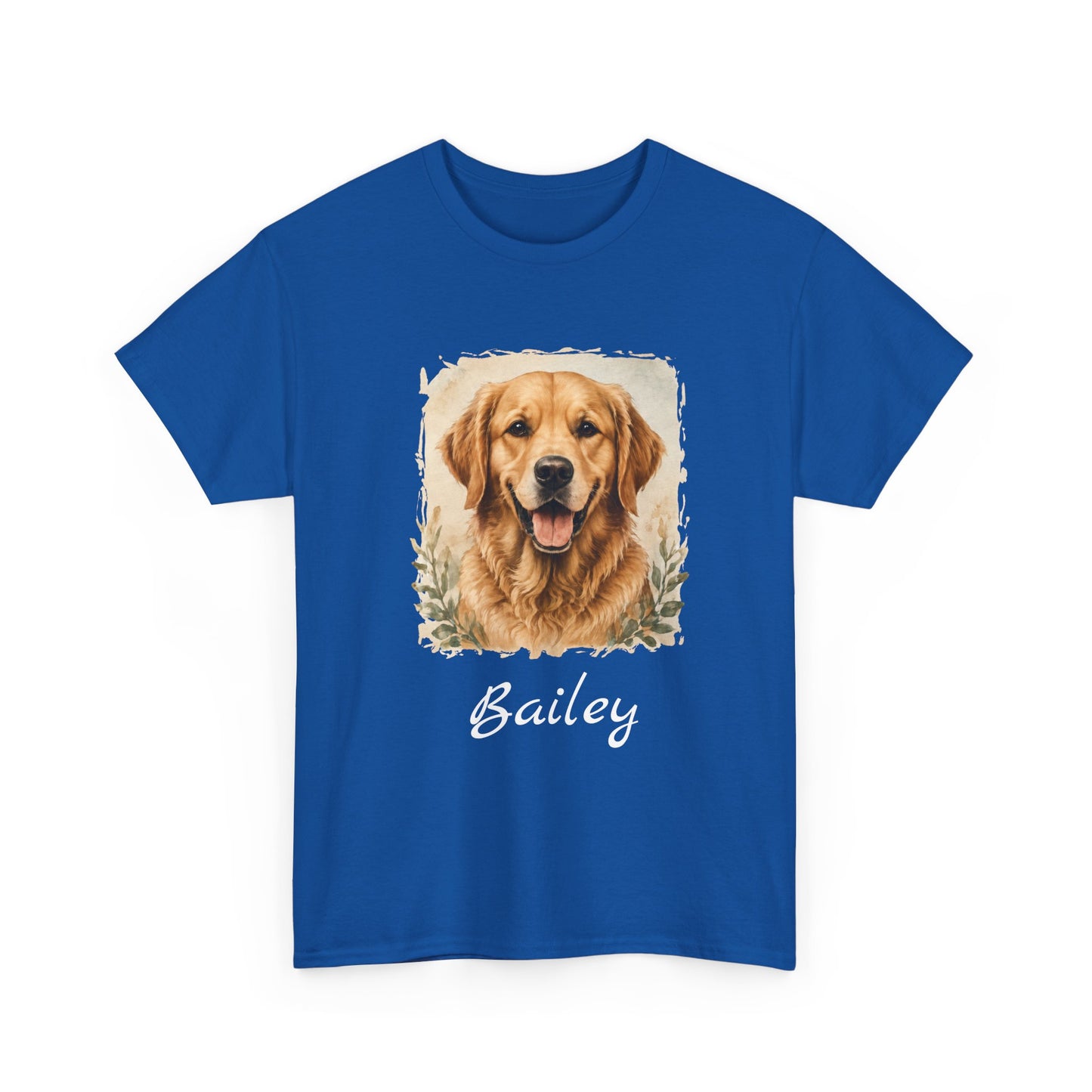 Golden Retriever Portrait Tee — Personalized “Bailey” Dog Photo T‑Shirt