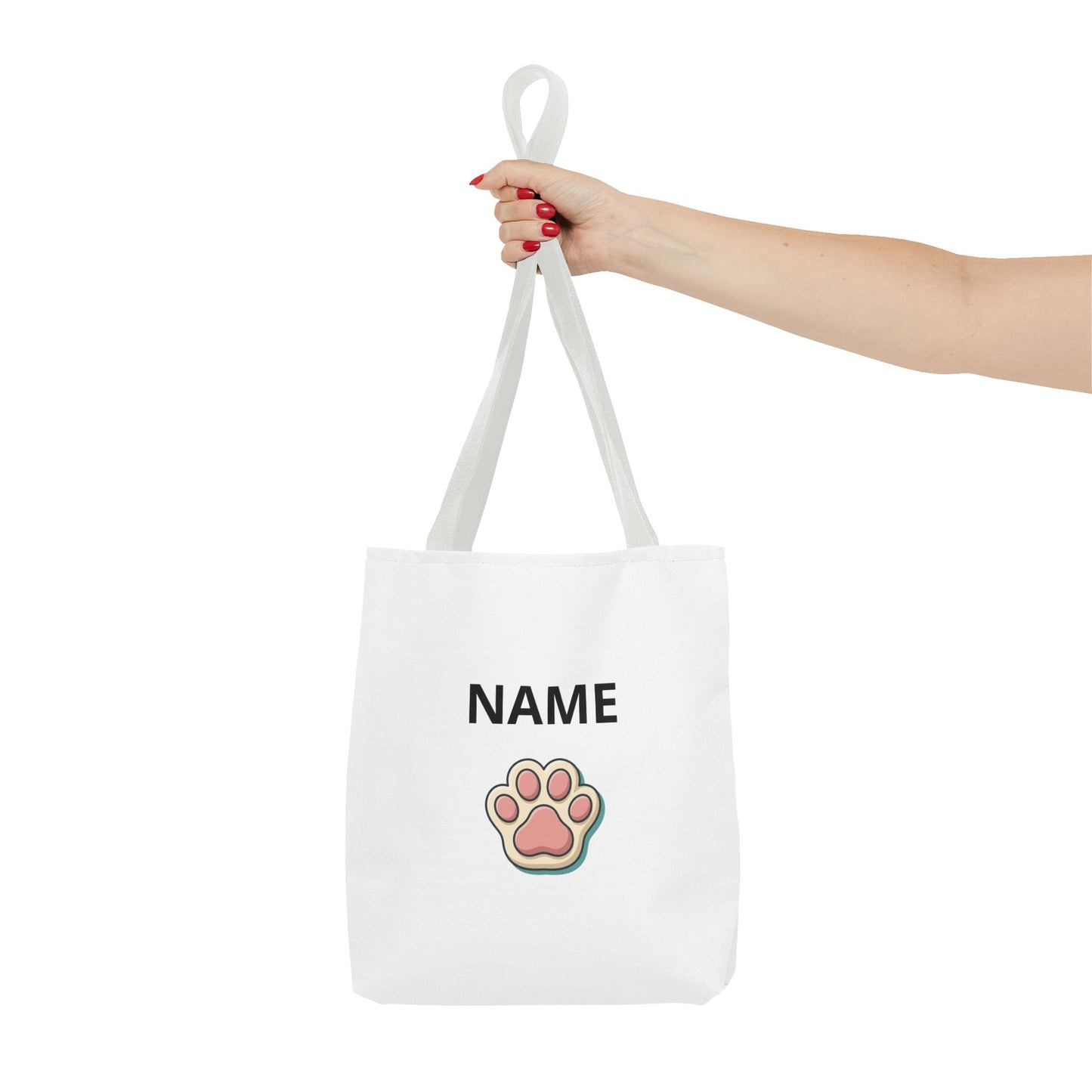 Personalized Cat Paw Tote Bag — Custom Name Cute Kitten Print