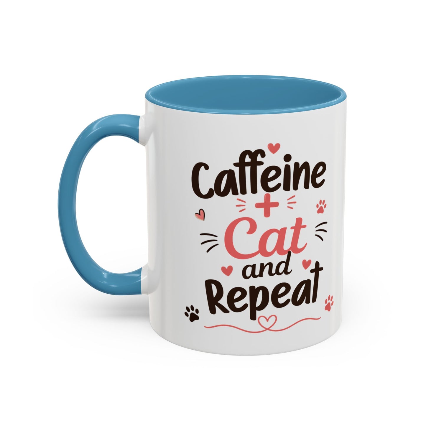 Cat Coffee Mug — "Cat & Coffee" Cute Kitty Design, 11/15oz Accent Ceramic Mug
