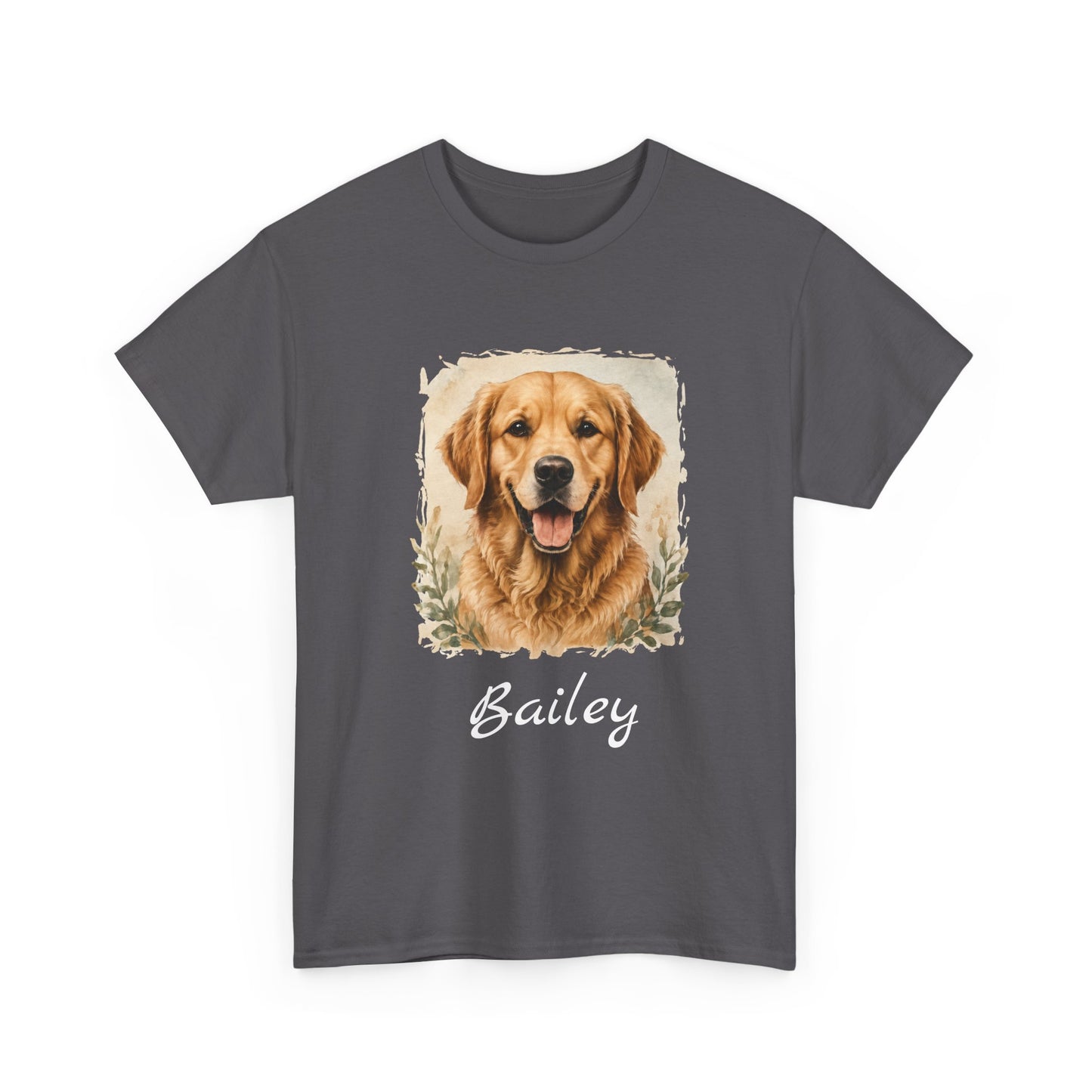 Golden Retriever Portrait Tee — Personalized “Bailey” Dog Photo T‑Shirt