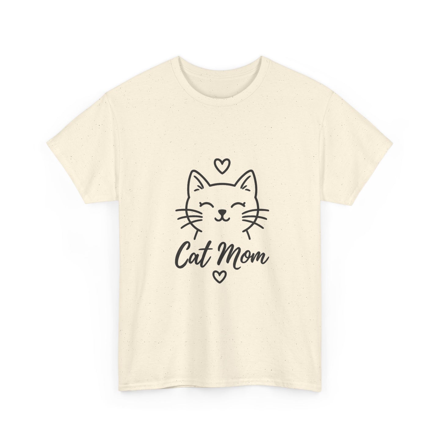 Cat Mom T-Shirt — Cute Heart Cat Graphic Tee for Cat Lovers