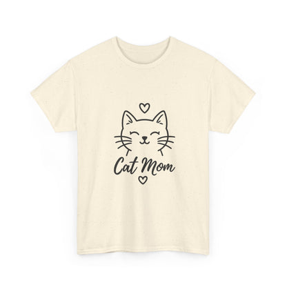 Cat Mom T-Shirt — Cute Heart Cat Graphic Tee for Cat Lovers