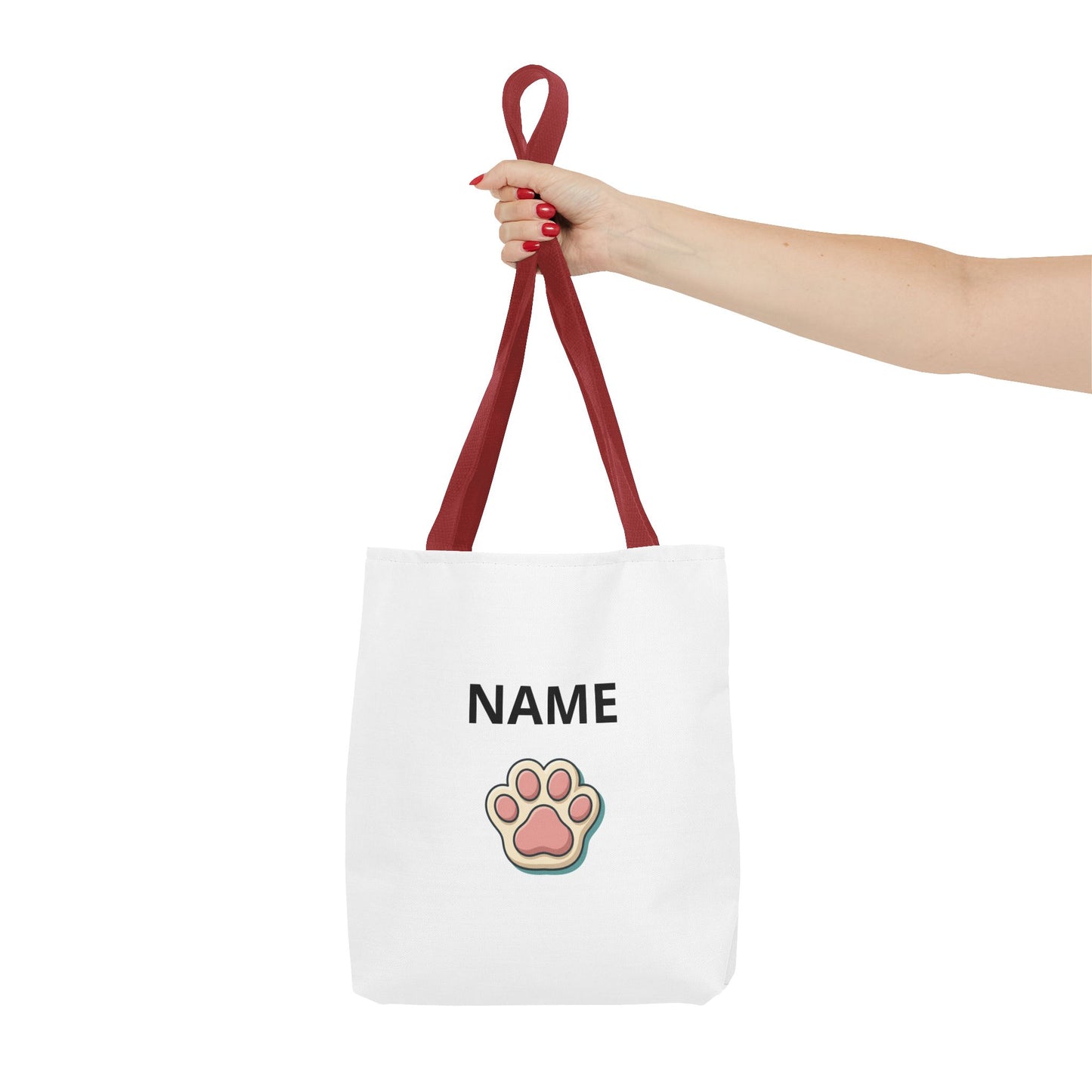 Personalized Cat Paw Tote Bag — Custom Name Cute Kitten Print