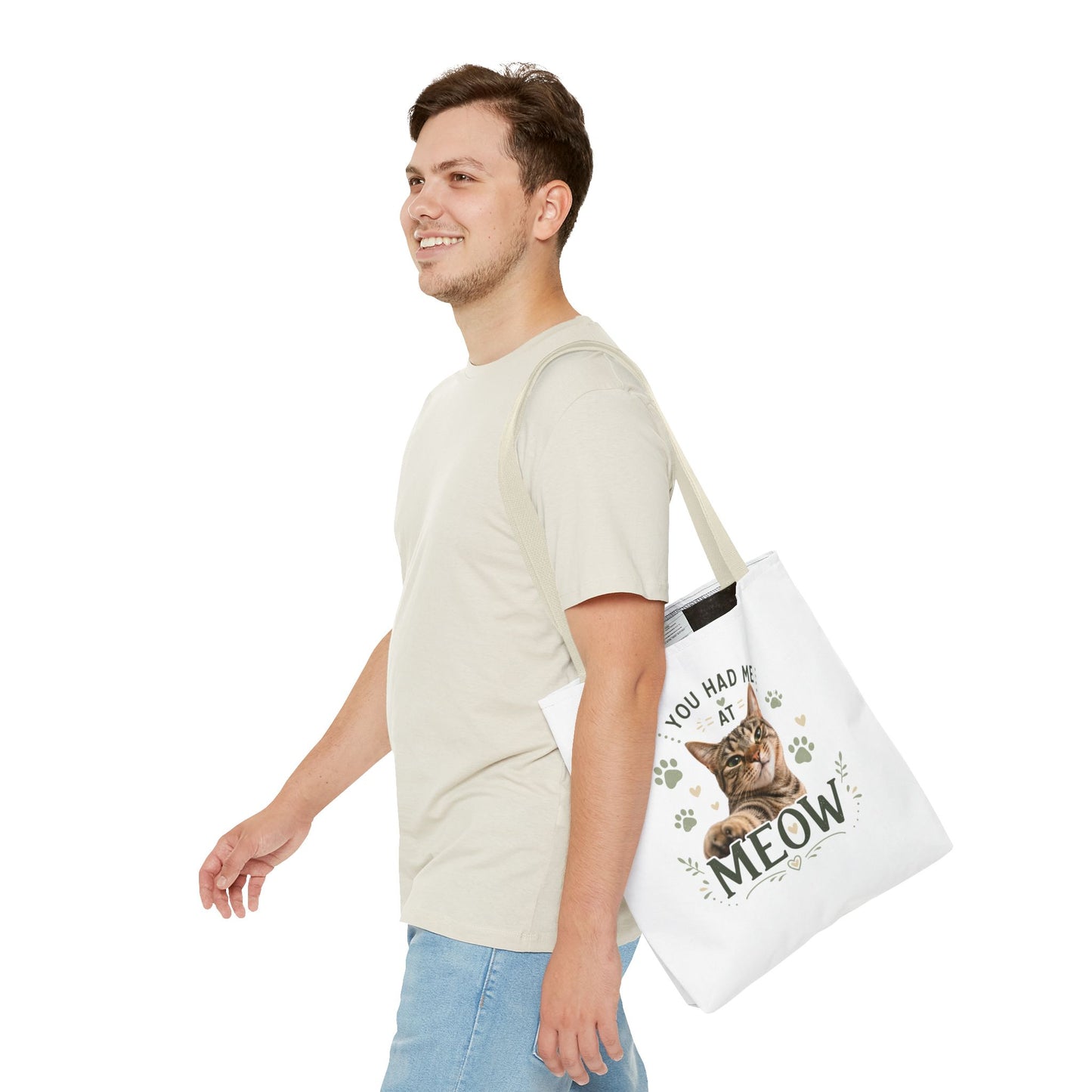 Cat Tote Bag - "You Had Me at Meow" Cute Cat Shopper Bag