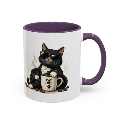 Cat Fuel Coffee Mug — Funny Black Cat Coffee Cup (11/15oz)