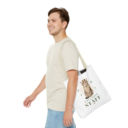 Cats Have Staff Crowned Cat Illustration Tote Bag — Funny Cat Lover Gift