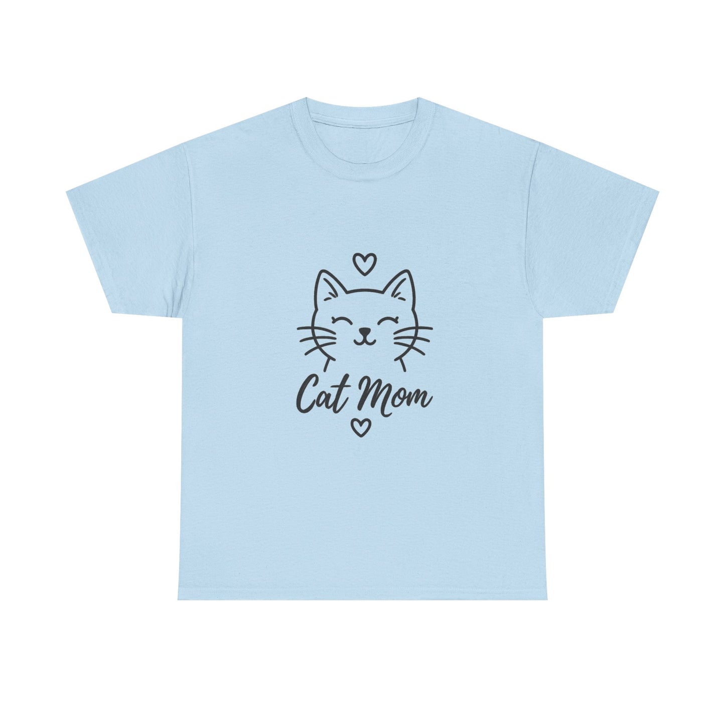 Cat Mom T-Shirt — Cute Heart Cat Graphic Tee for Cat Lovers