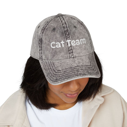 Cat Team Vintage Embroidered Cap