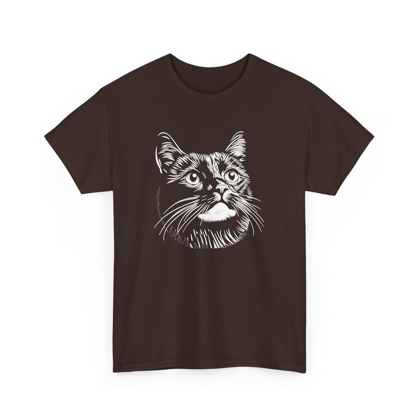 Black Cat Sketch T-Shirt — Minimalist Hand-Drawn Feline Tee