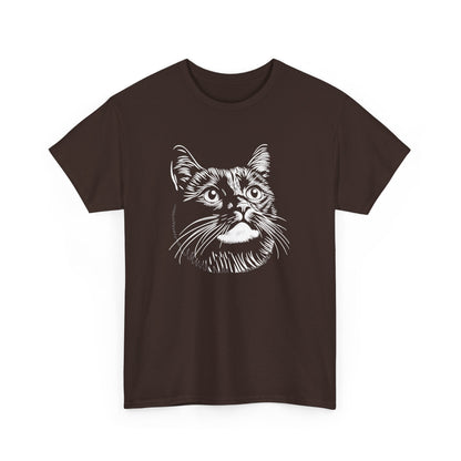 Black Cat Sketch T-Shirt — Minimalist Hand-Drawn Feline Tee