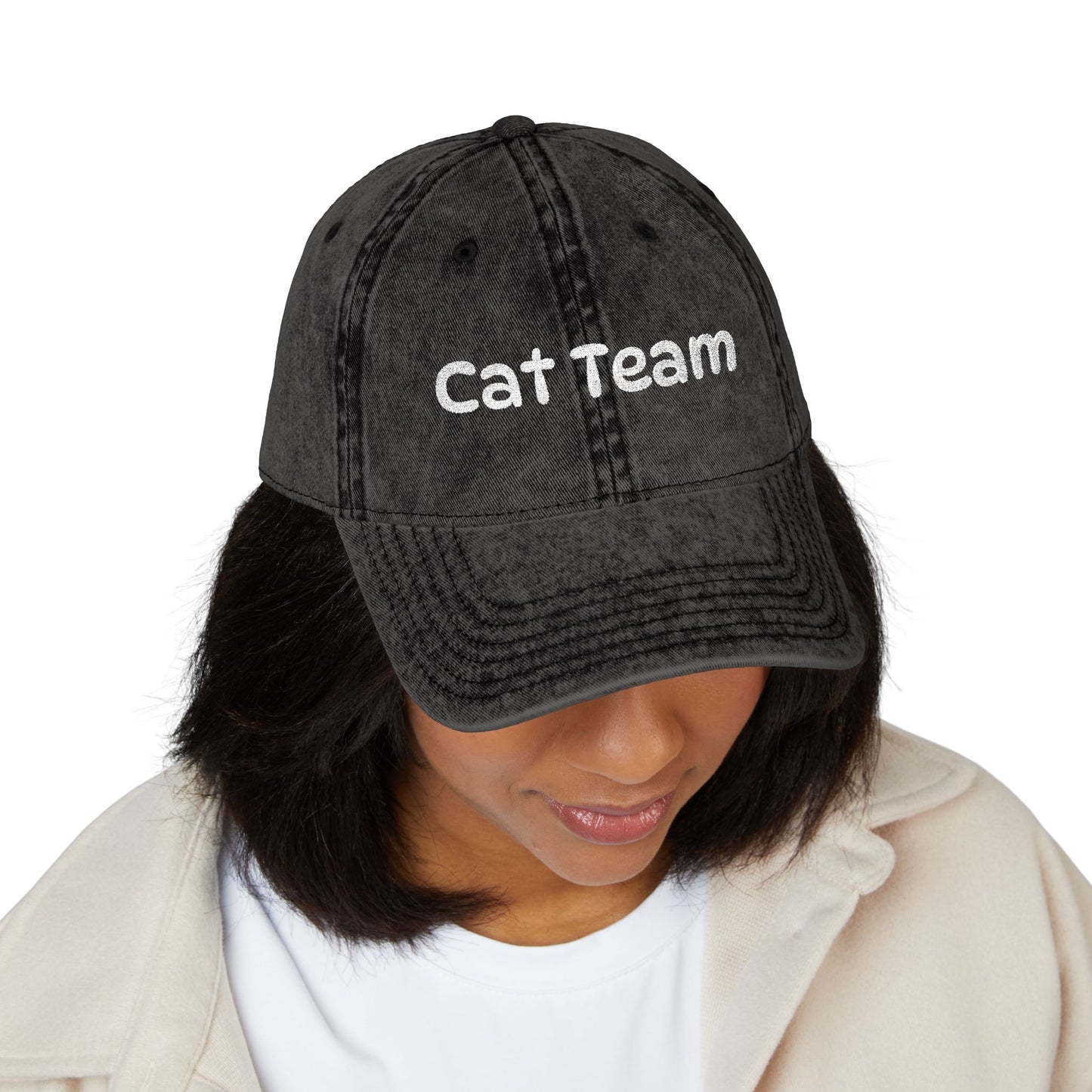 Cat Team Vintage Embroidered Cap