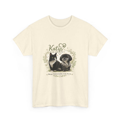 Cat & Dog Pet Lovers T-Shirt — "Katy's Pawfect Crew" Vintage Pet Portrait Tee
