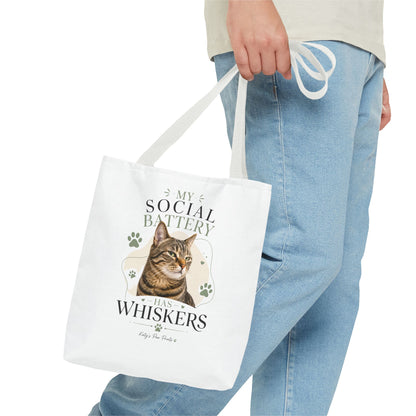 My Social Battery Has Whiskers Cat Tote Bag