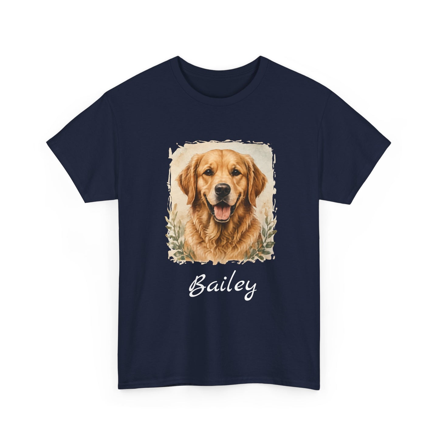 Golden Retriever Portrait Tee — Personalized “Bailey” Dog Photo T‑Shirt
