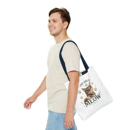 Cat Tote Bag - "You Had Me at Meow" Cute Cat Shopper Bag