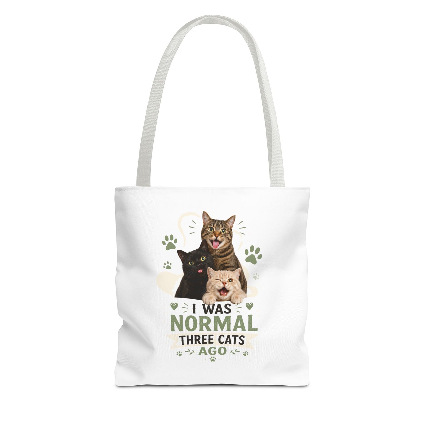 Cat Lover Tote Bag — “I Was Normal Three Cats Ago” Canvas Bag