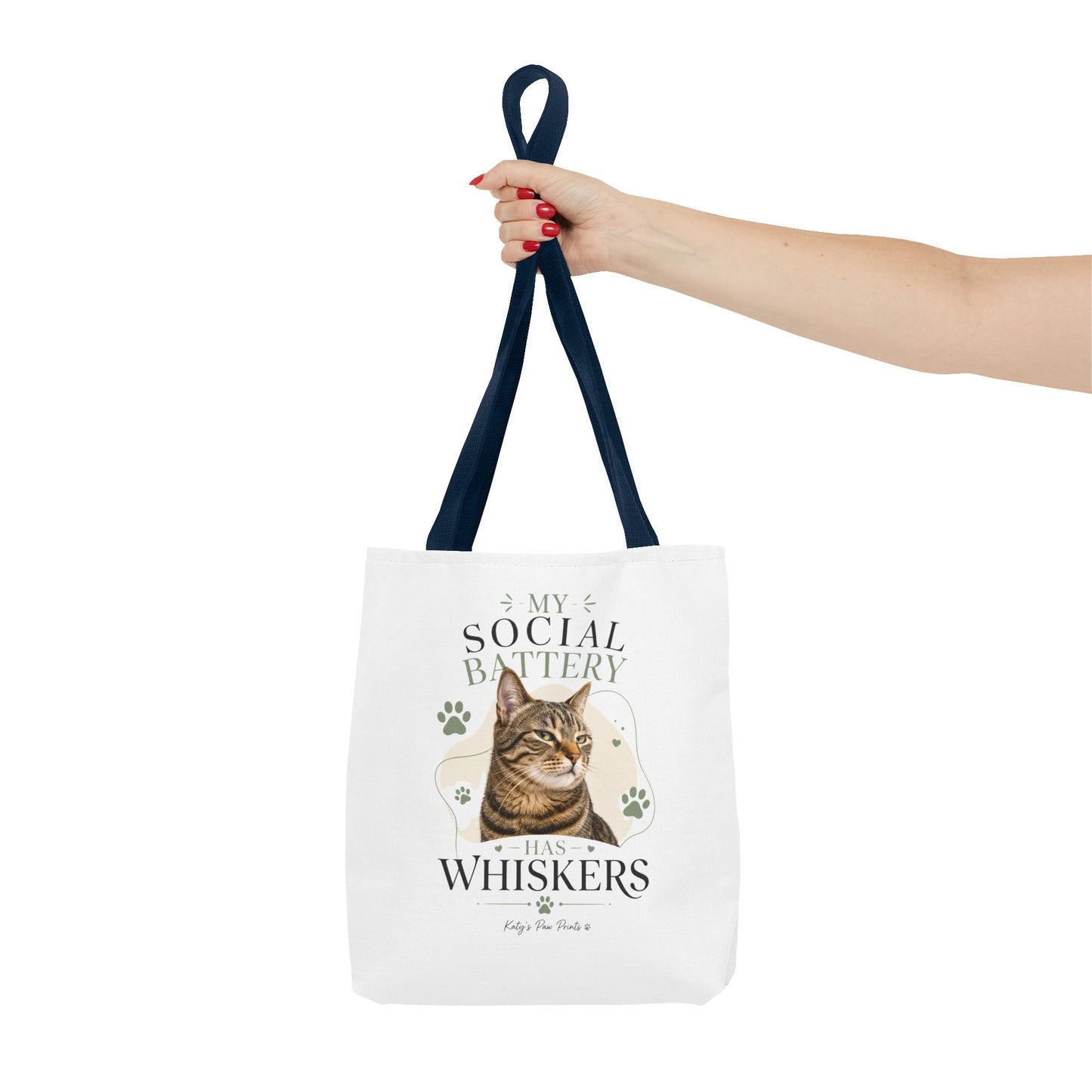 My Social Battery Has Whiskers Cat Tote Bag