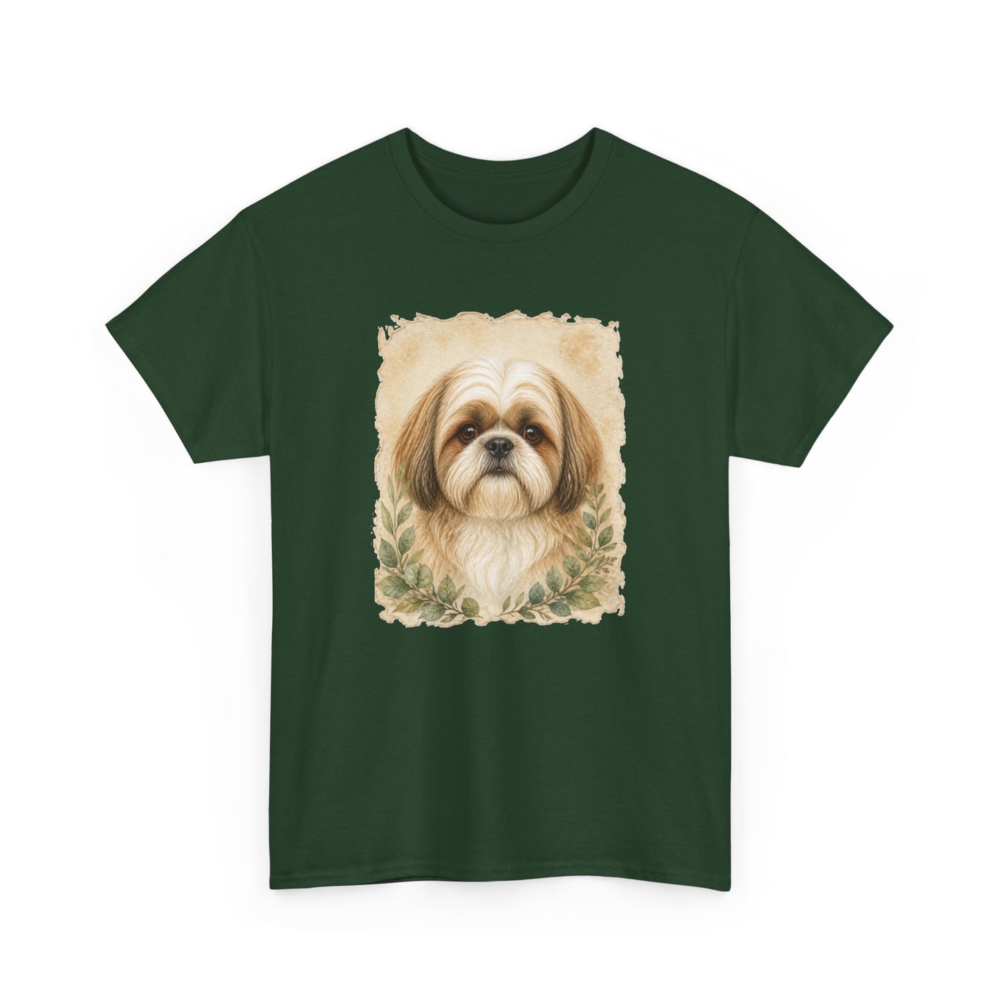 Shih Tzu Portrait Tee - Vintage Floral Dog Lover T-Shirt