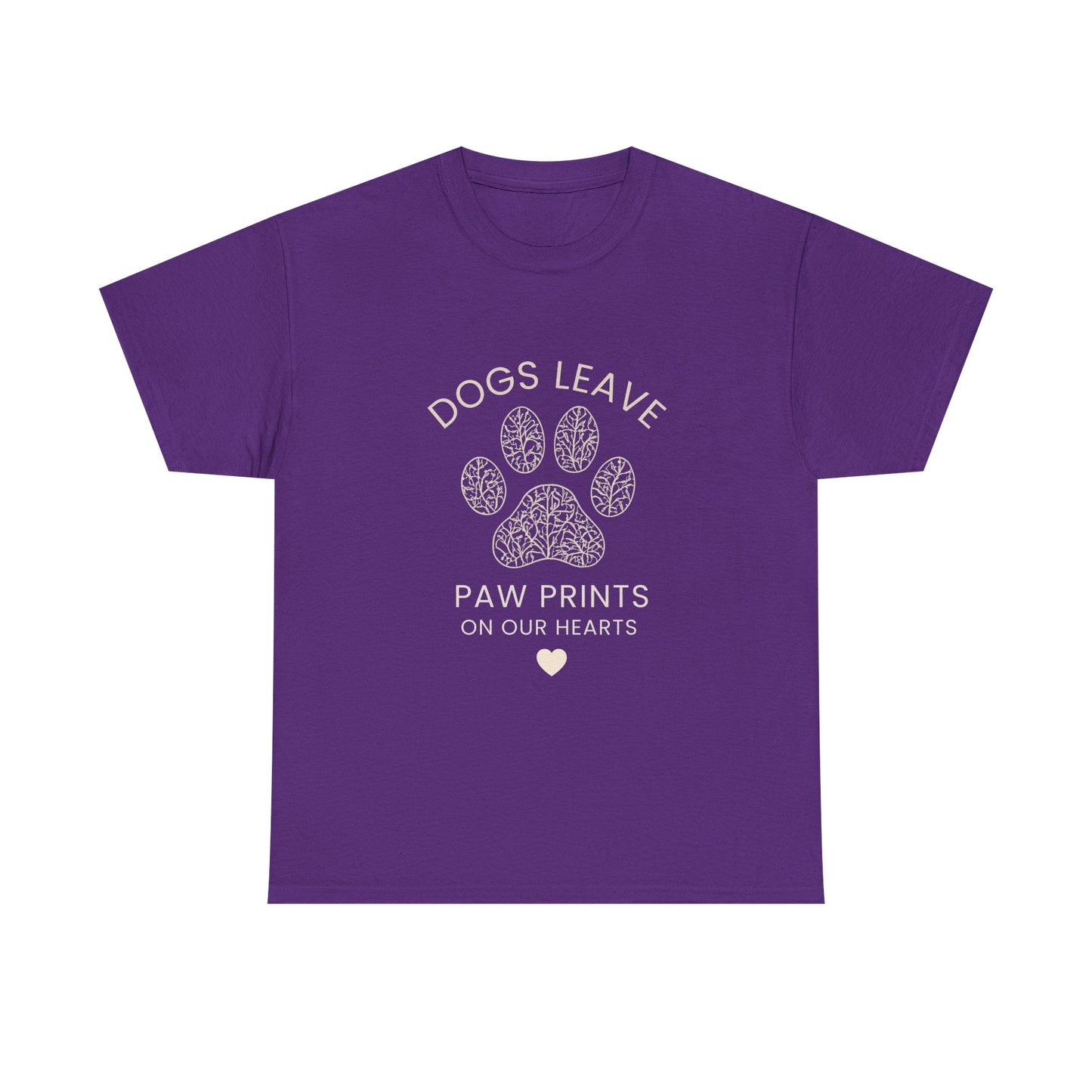 Dog Paw Prints Memorial T-Shirt — "Dogs Leave Paw Prints on Our Hearts"