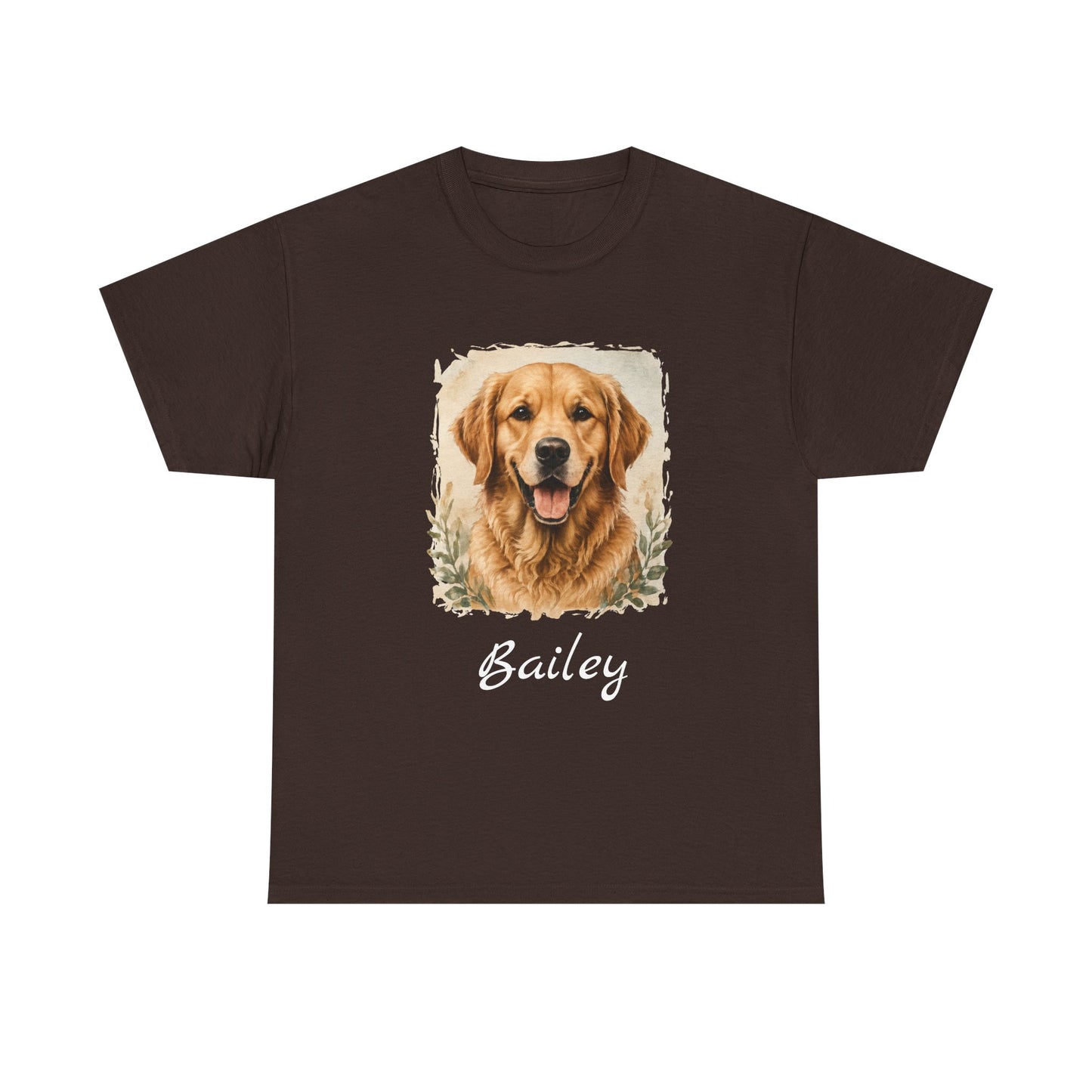 Golden Retriever Portrait Tee — Personalized “Bailey” Dog Photo T‑Shirt