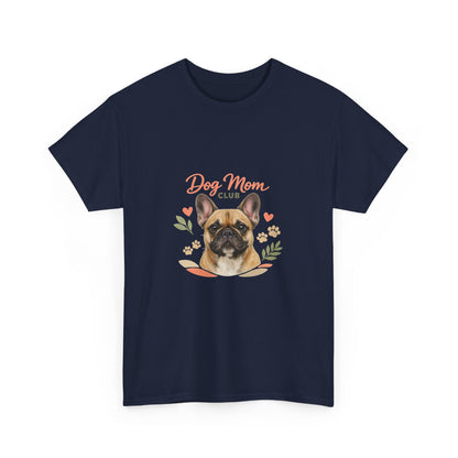 Dog Mom Club T-Shirt — Cute French Bulldog Floral Tee for Dog Lovers