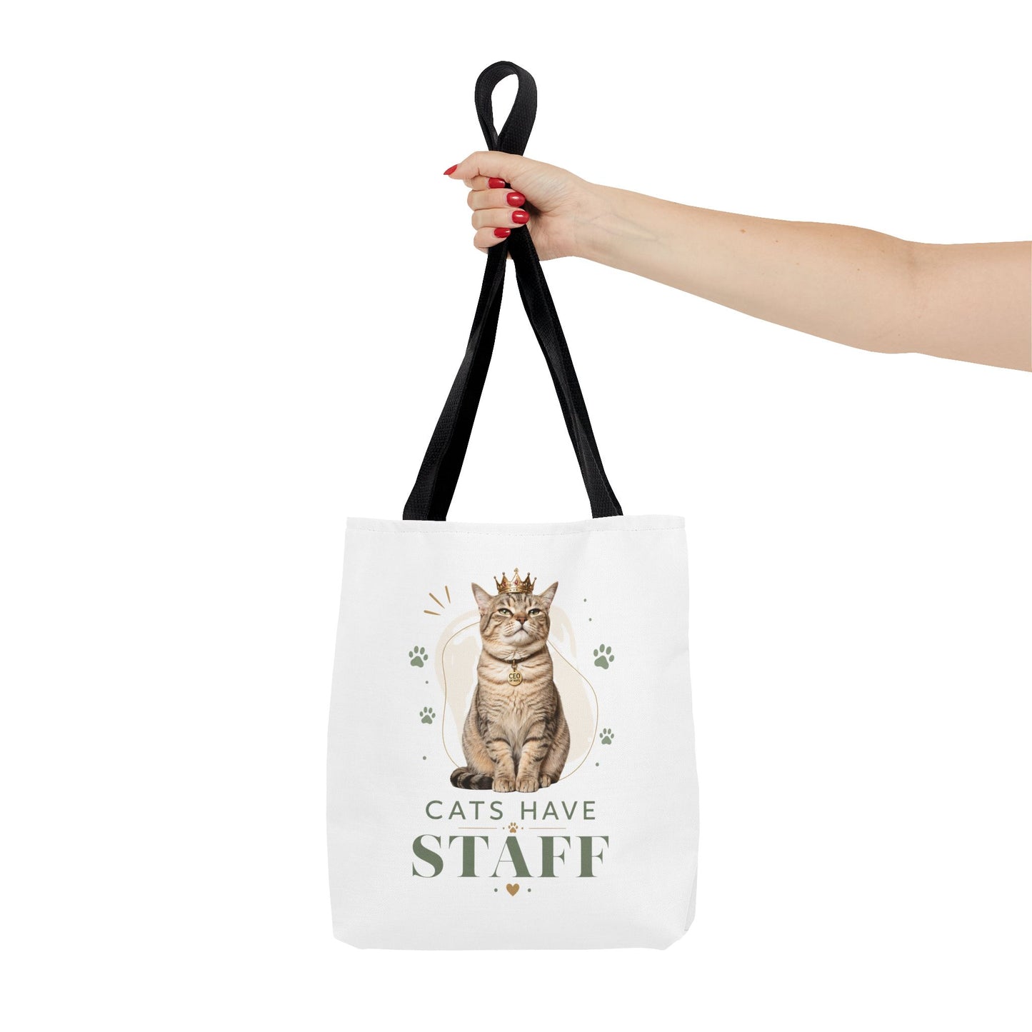 Cats Have Staff Crowned Cat Illustration Tote Bag — Funny Cat Lover Gift