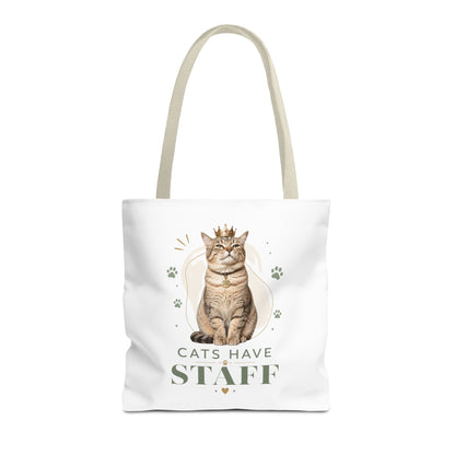 Cats Have Staff Crowned Cat Illustration Tote Bag — Funny Cat Lover Gift