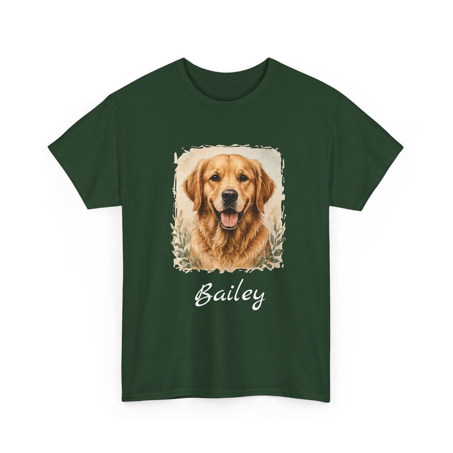 Golden Retriever Portrait Tee — Personalized “Bailey” Dog Photo T‑Shirt