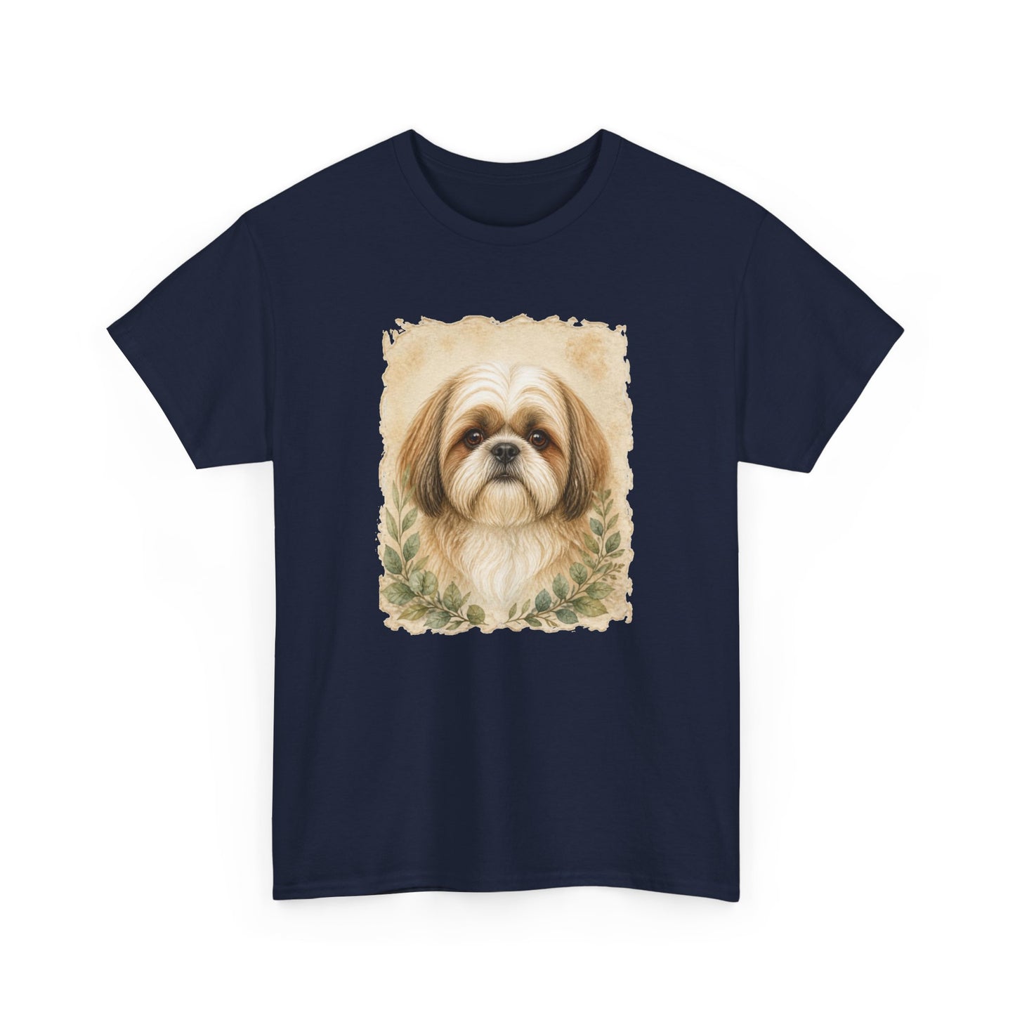 Shih Tzu Portrait Tee - Vintage Floral Dog Lover T-Shirt