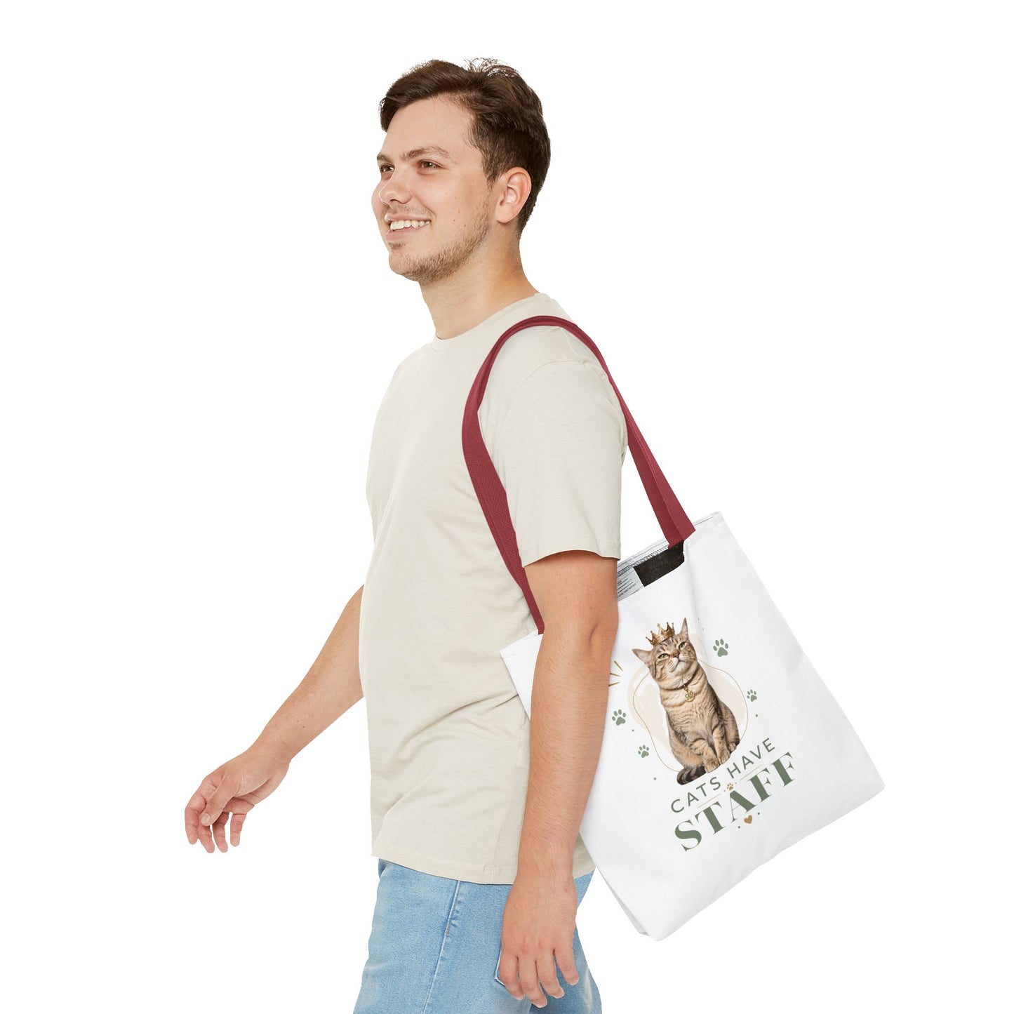 Cats Have Staff Crowned Cat Illustration Tote Bag — Funny Cat Lover Gift