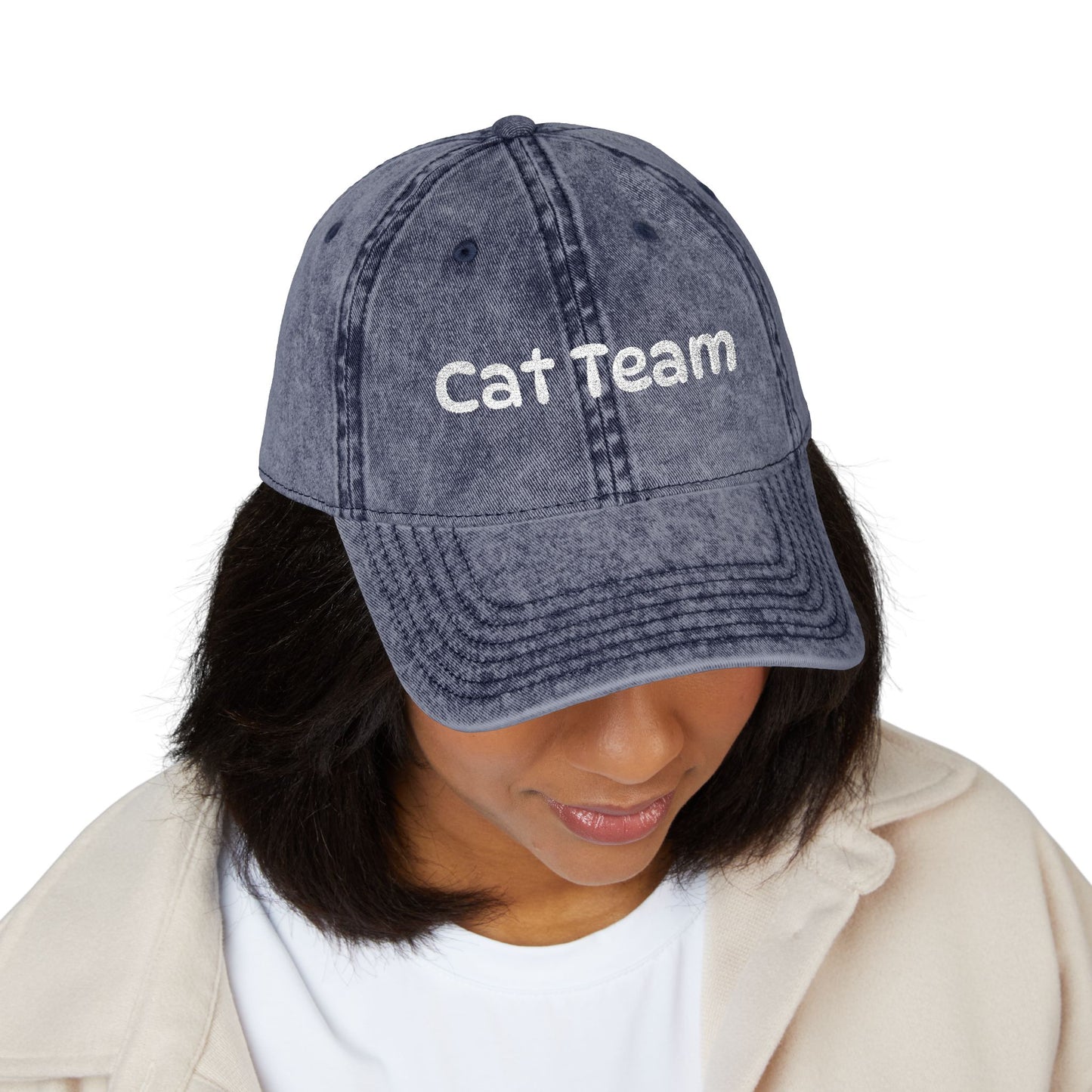 Cat Team Vintage Embroidered Cap
