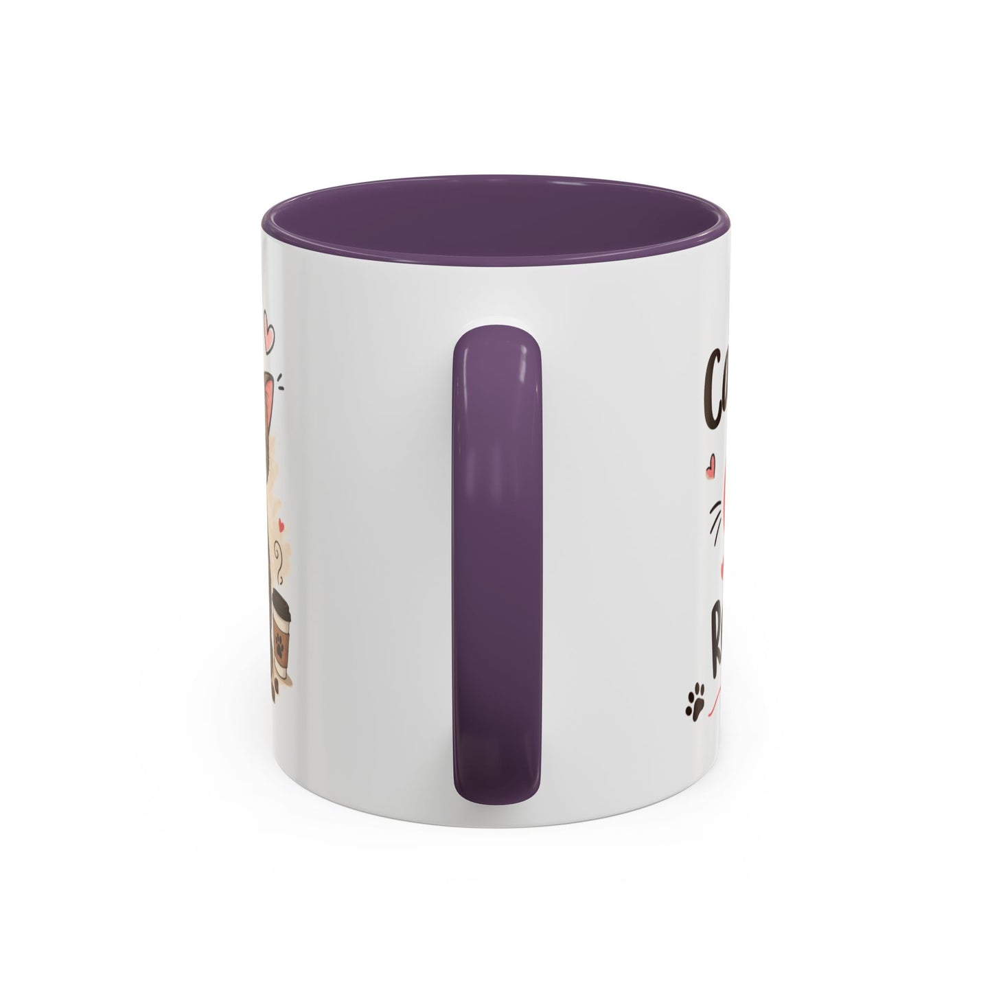 Cat Coffee Mug — "Cat & Coffee" Cute Kitty Design, 11/15oz Accent Ceramic Mug
