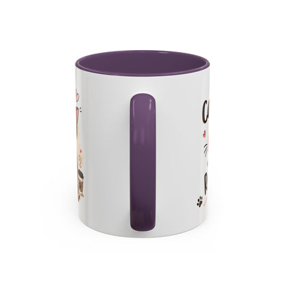 Cat Coffee Mug — "Cat & Coffee" Cute Kitty Design, 11/15oz Accent Ceramic Mug