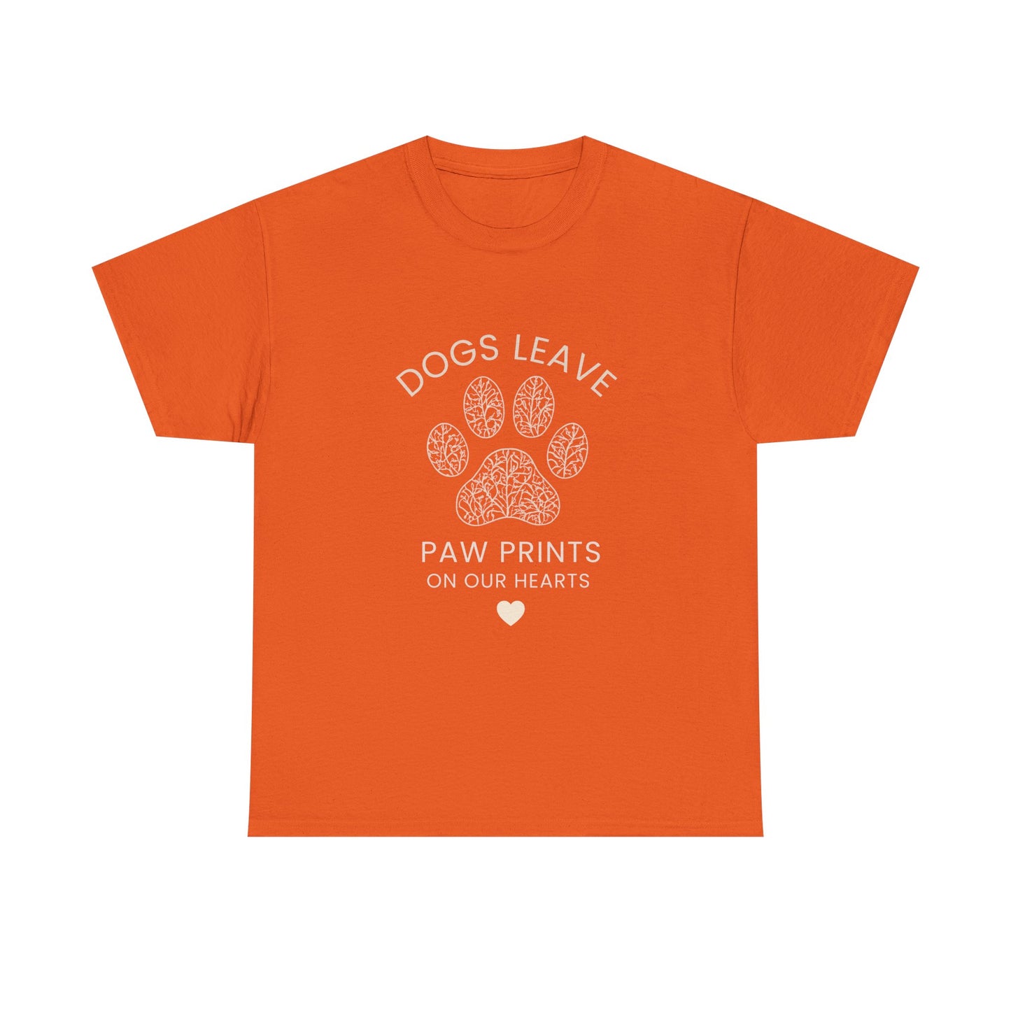 Dog Paw Prints Memorial T-Shirt — "Dogs Leave Paw Prints on Our Hearts"