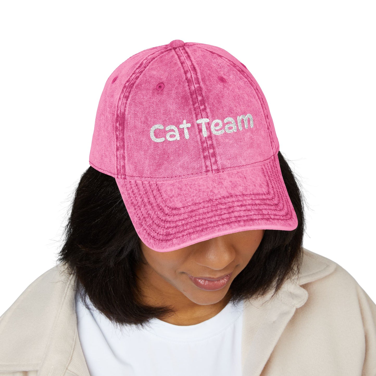Cat Team Vintage Embroidered Cap