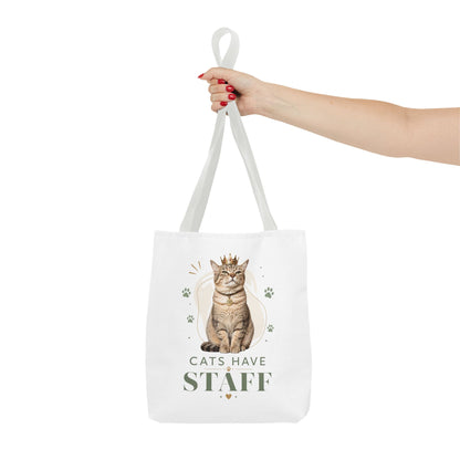 Cats Have Staff Crowned Cat Illustration Tote Bag — Funny Cat Lover Gift