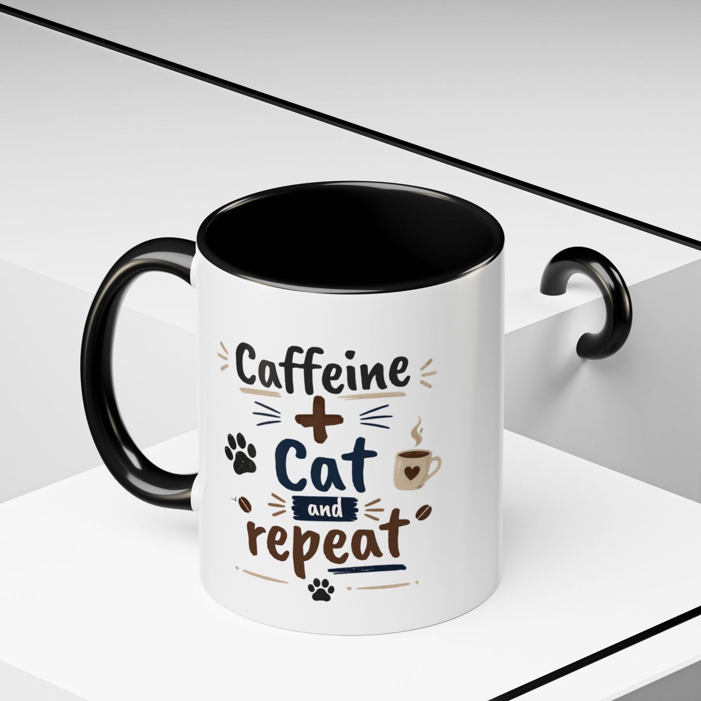 Cat Fuel Coffee Mug — Cute Black Cat Holding ‘Cat Fuel’ Cup, Funny Cat Lover Gift