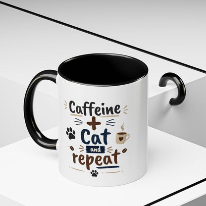 Cat Fuel Coffee Mug — Cute Black Cat Holding ‘Cat Fuel’ Cup, Funny Cat Lover Gift