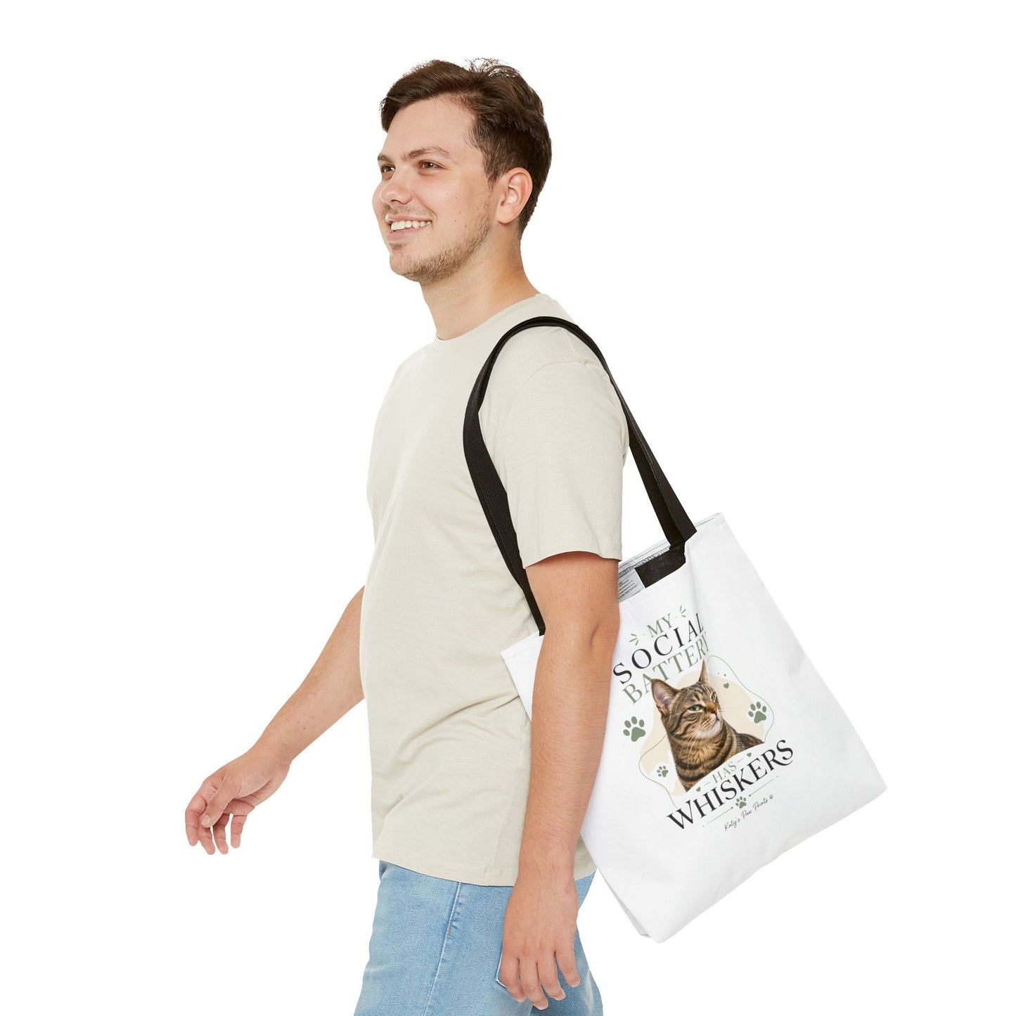 My Social Battery Has Whiskers Cat Tote Bag