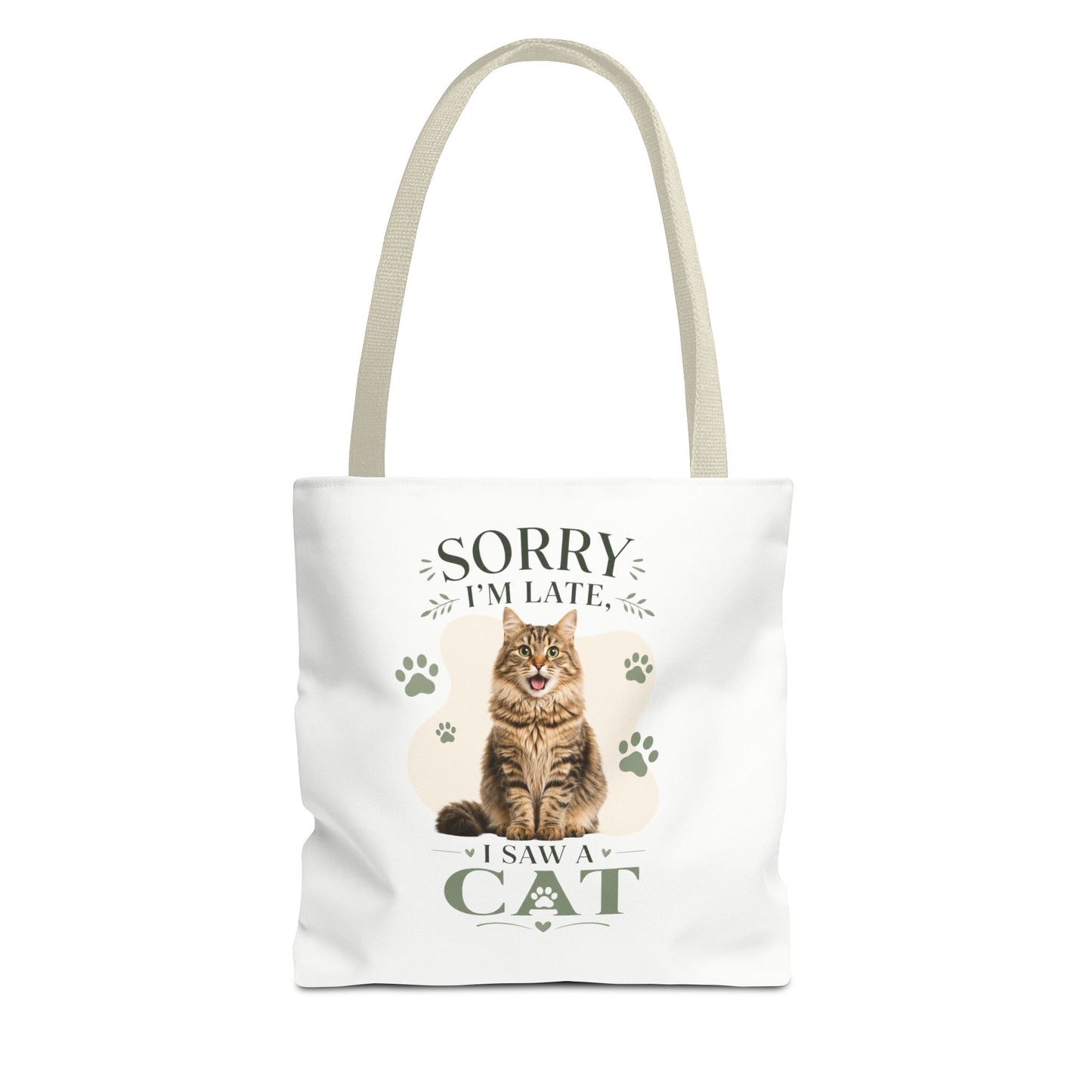 Sorry I’m Late I Saw a Cat Tote Bag – Cute Cat Lover Reusable Bag