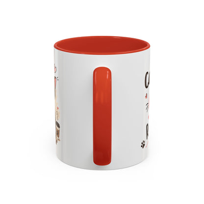 Cat Coffee Mug — "Cat & Coffee" Cute Kitty Design, 11/15oz Accent Ceramic Mug