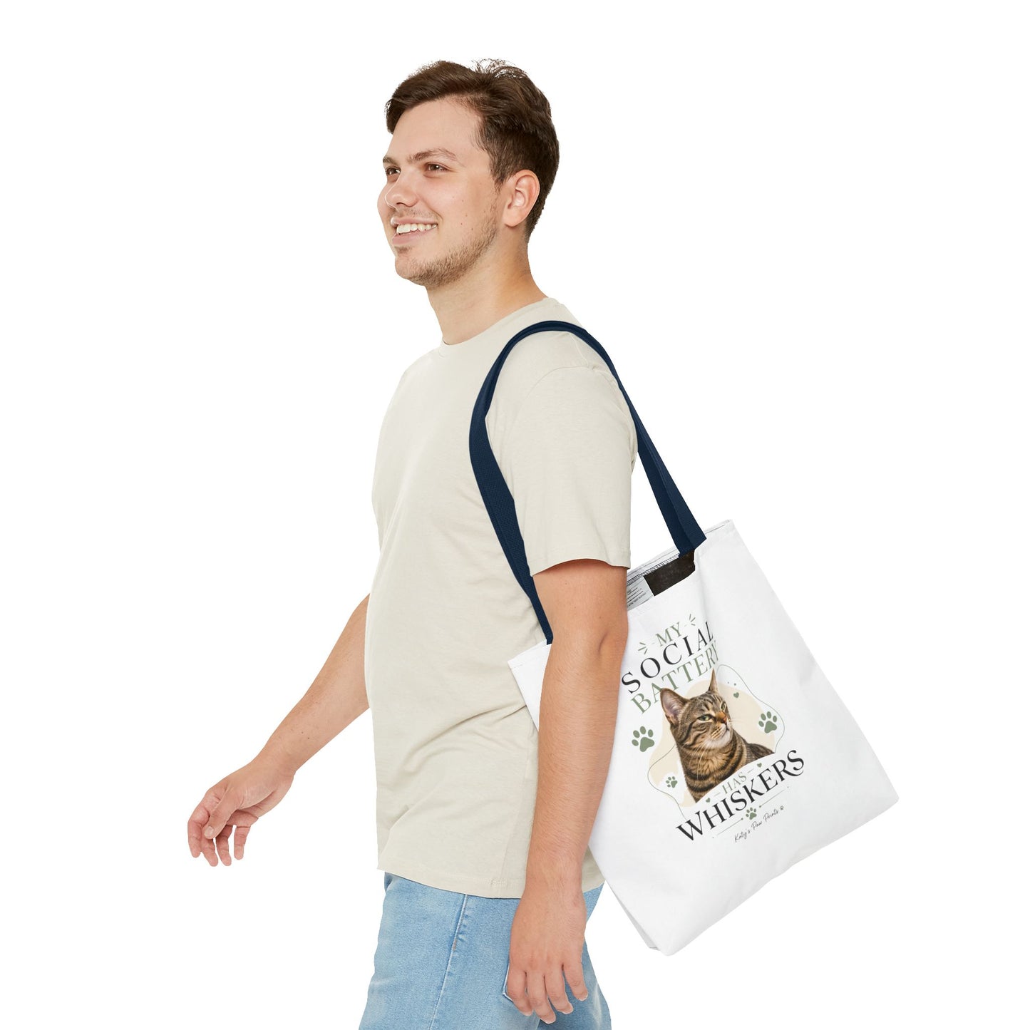 My Social Battery Has Whiskers Cat Tote Bag