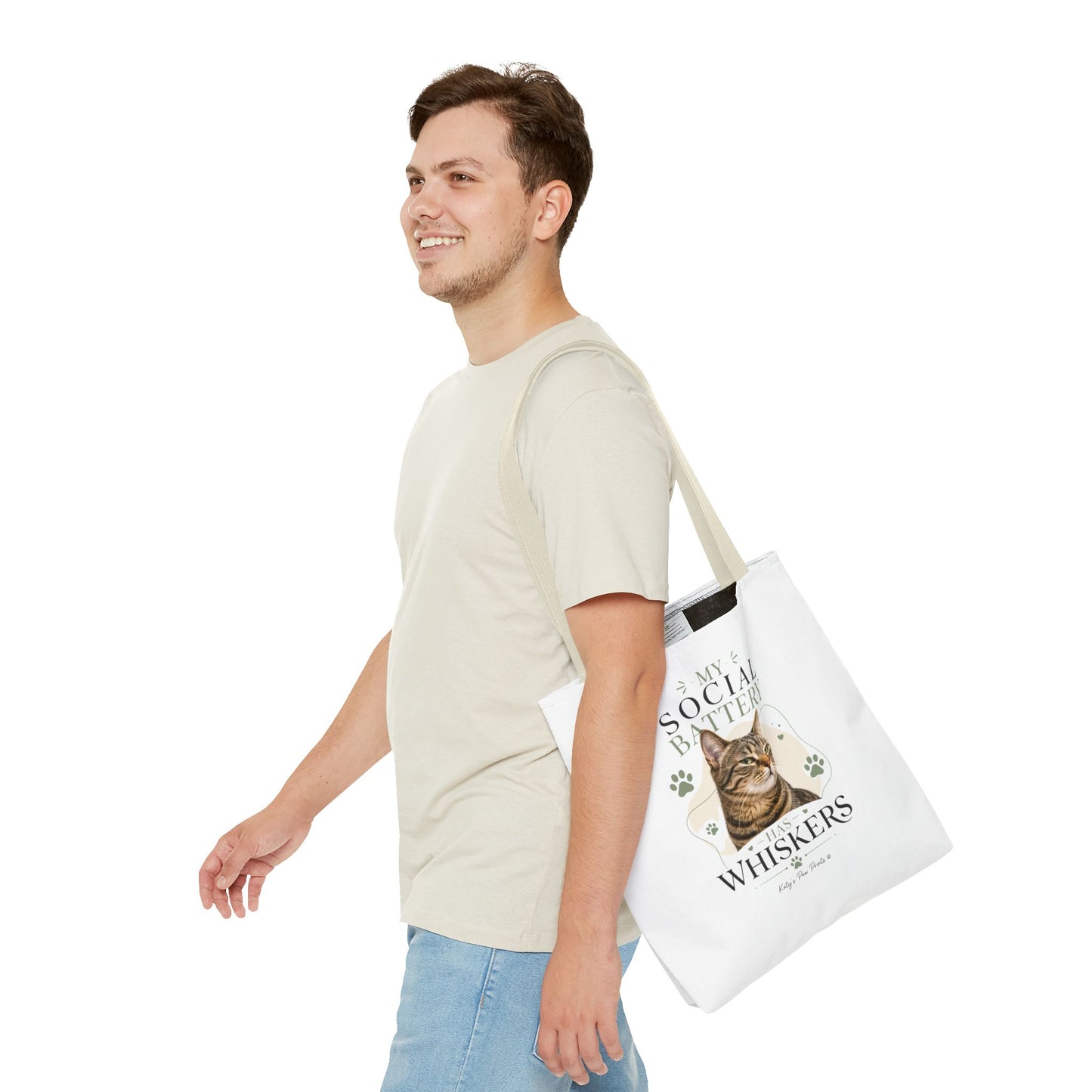 My Social Battery Has Whiskers Cat Tote Bag