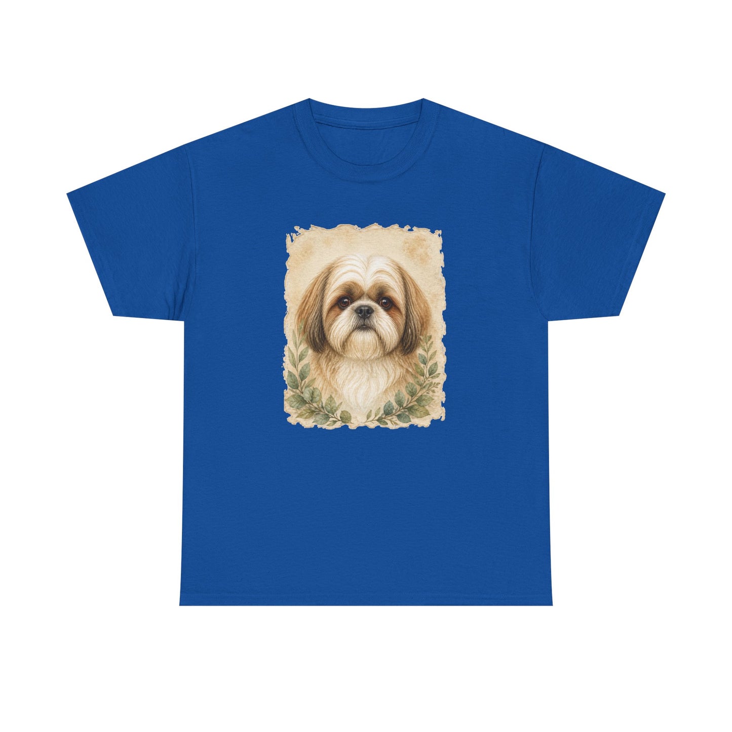 Shih Tzu Portrait Tee - Vintage Floral Dog Lover T-Shirt