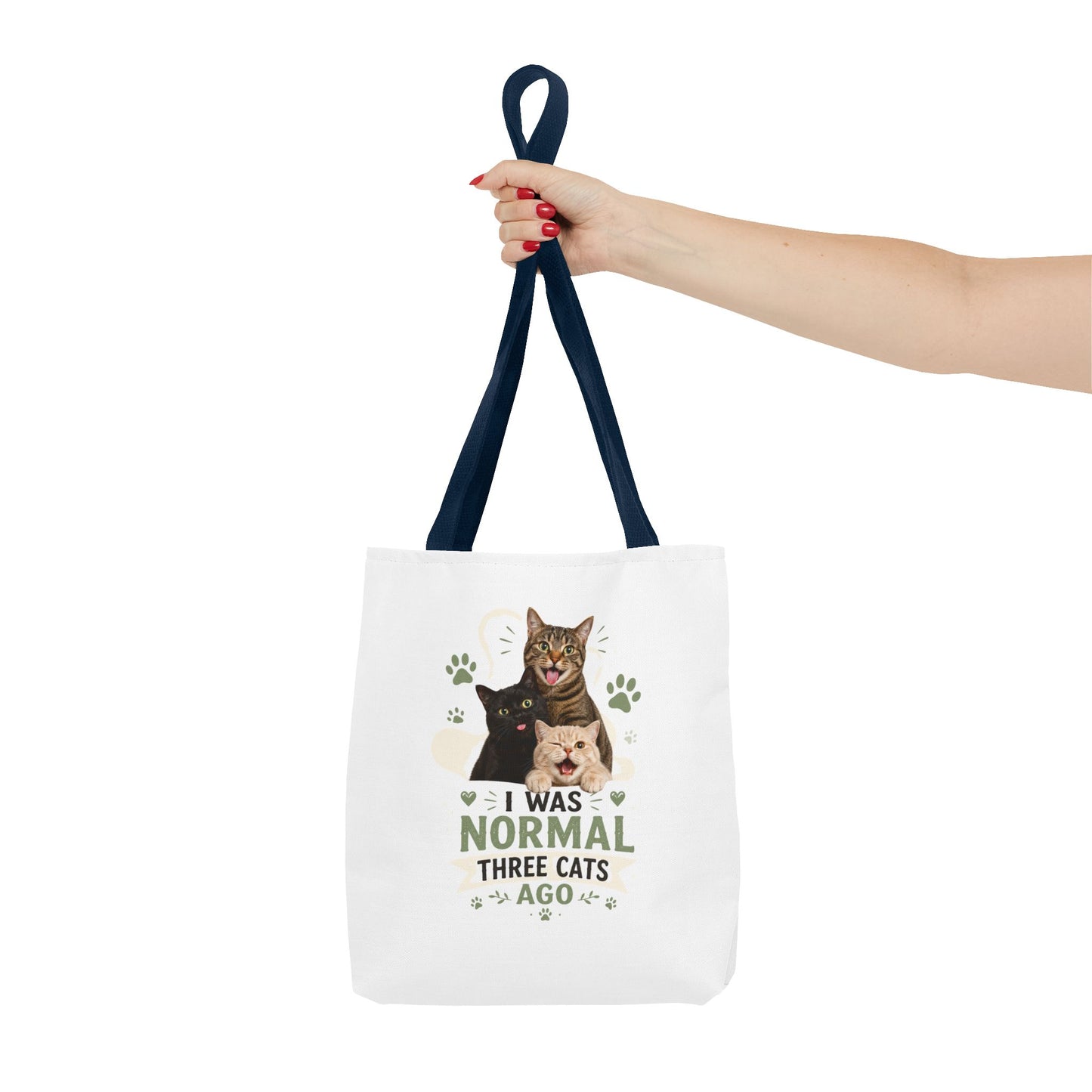 Cat Lover Tote Bag — “I Was Normal Three Cats Ago” Canvas Bag