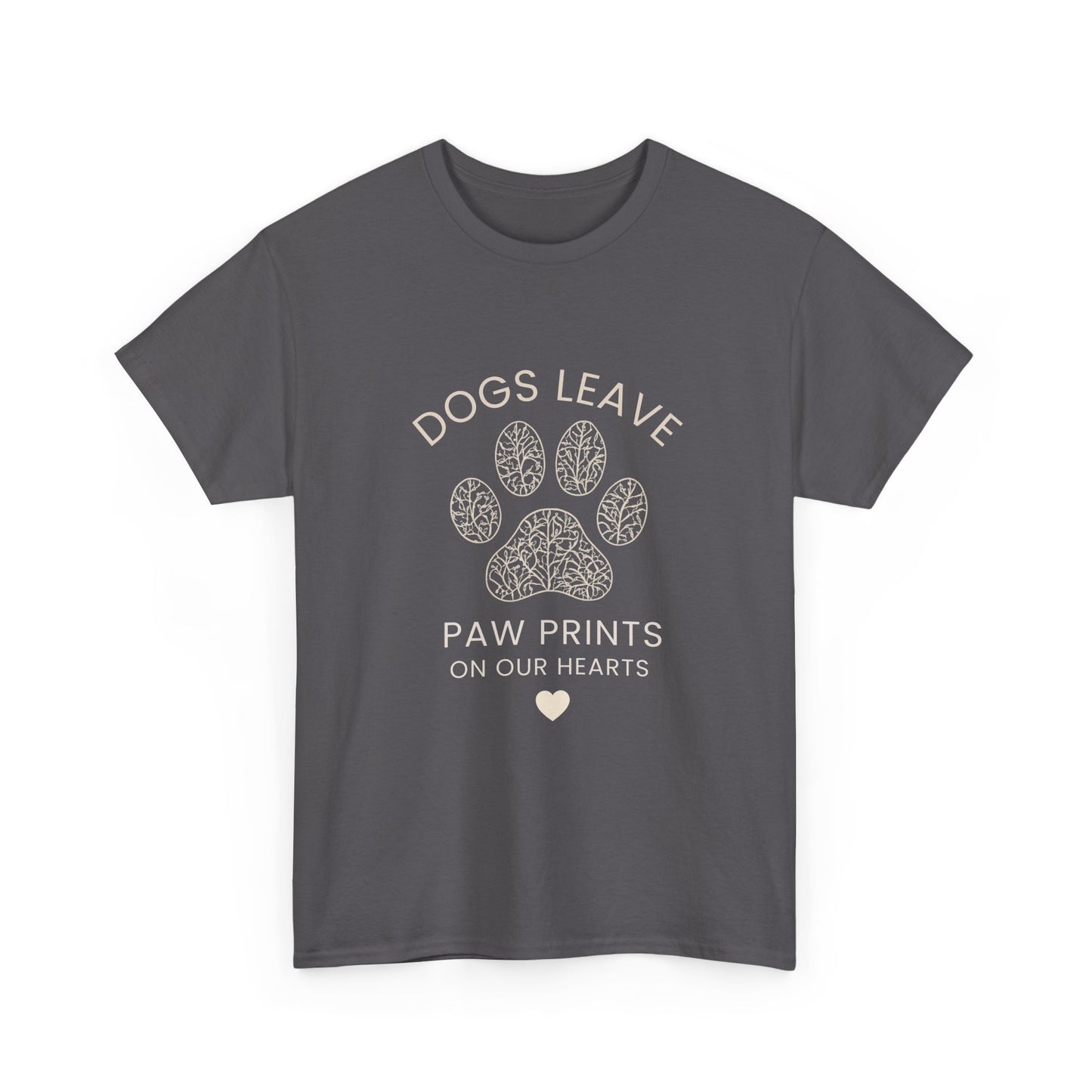 Dog Paw Prints Memorial T-Shirt — "Dogs Leave Paw Prints on Our Hearts"