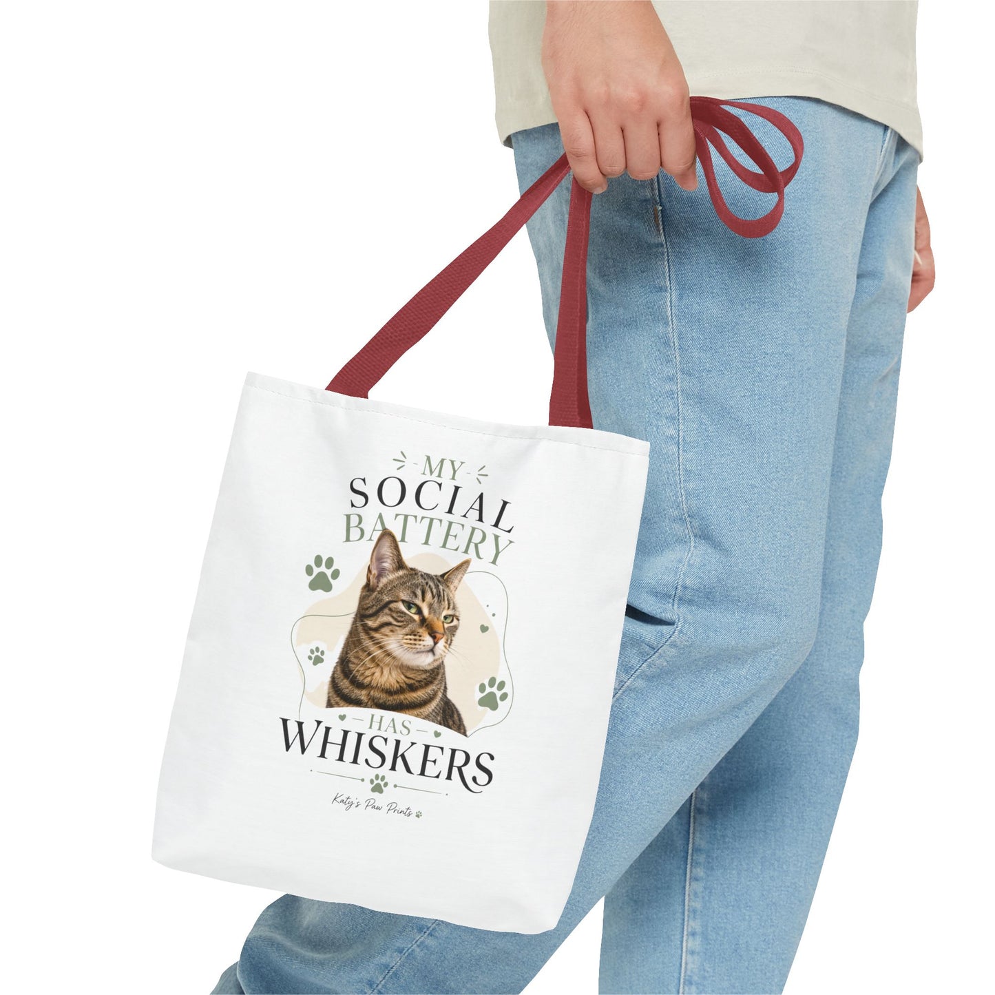 My Social Battery Has Whiskers Cat Tote Bag