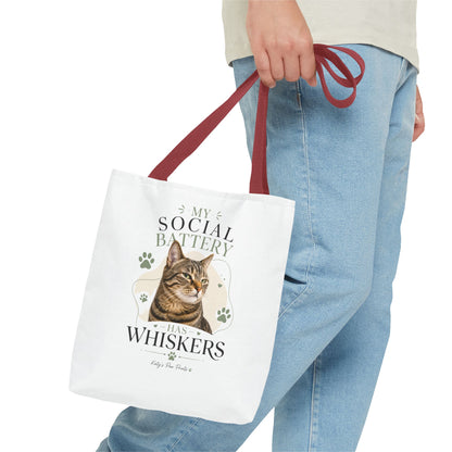 My Social Battery Has Whiskers Cat Tote Bag