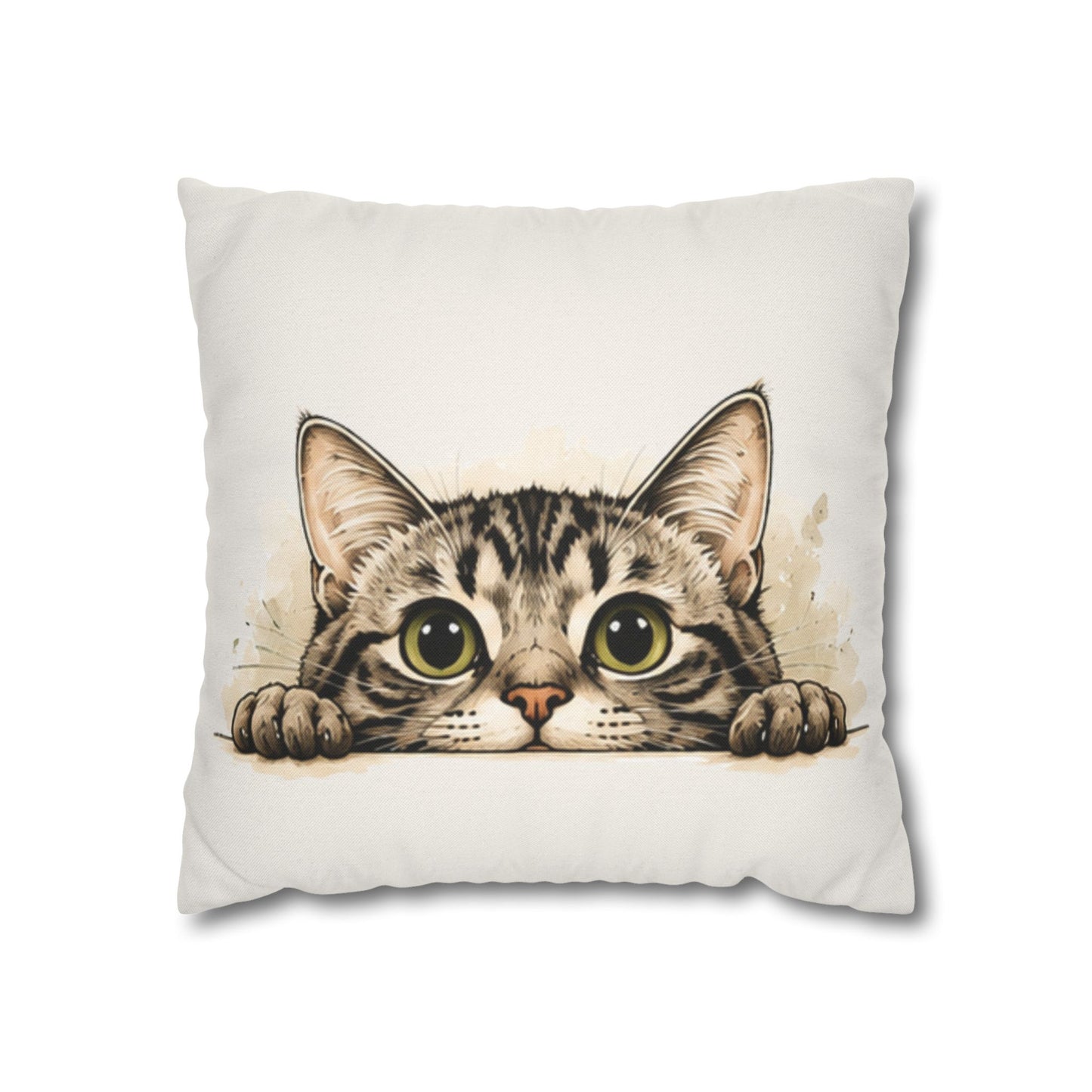 Peekaboo Tabby Cat Pillowcase — Cute Peeking Cat Decorative Throw Pillow Cover